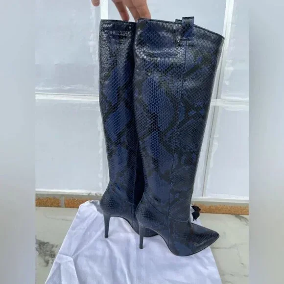 Veronica Beard Wyn Snake-Embossed Leather Boots size 6.5 - Picture 3 of 12